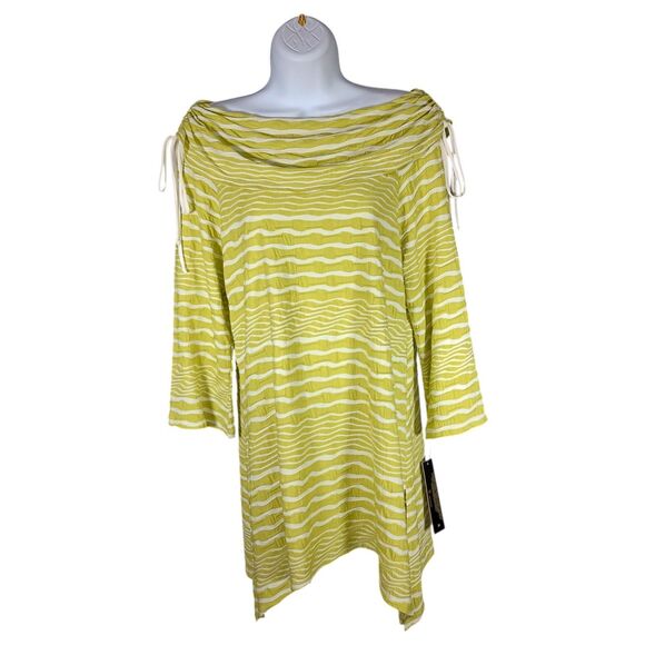 IC By Connie K Tunic M Womens Multicolor Unlined Pullover Business Top Boat Cowl - Picture 1 of 6